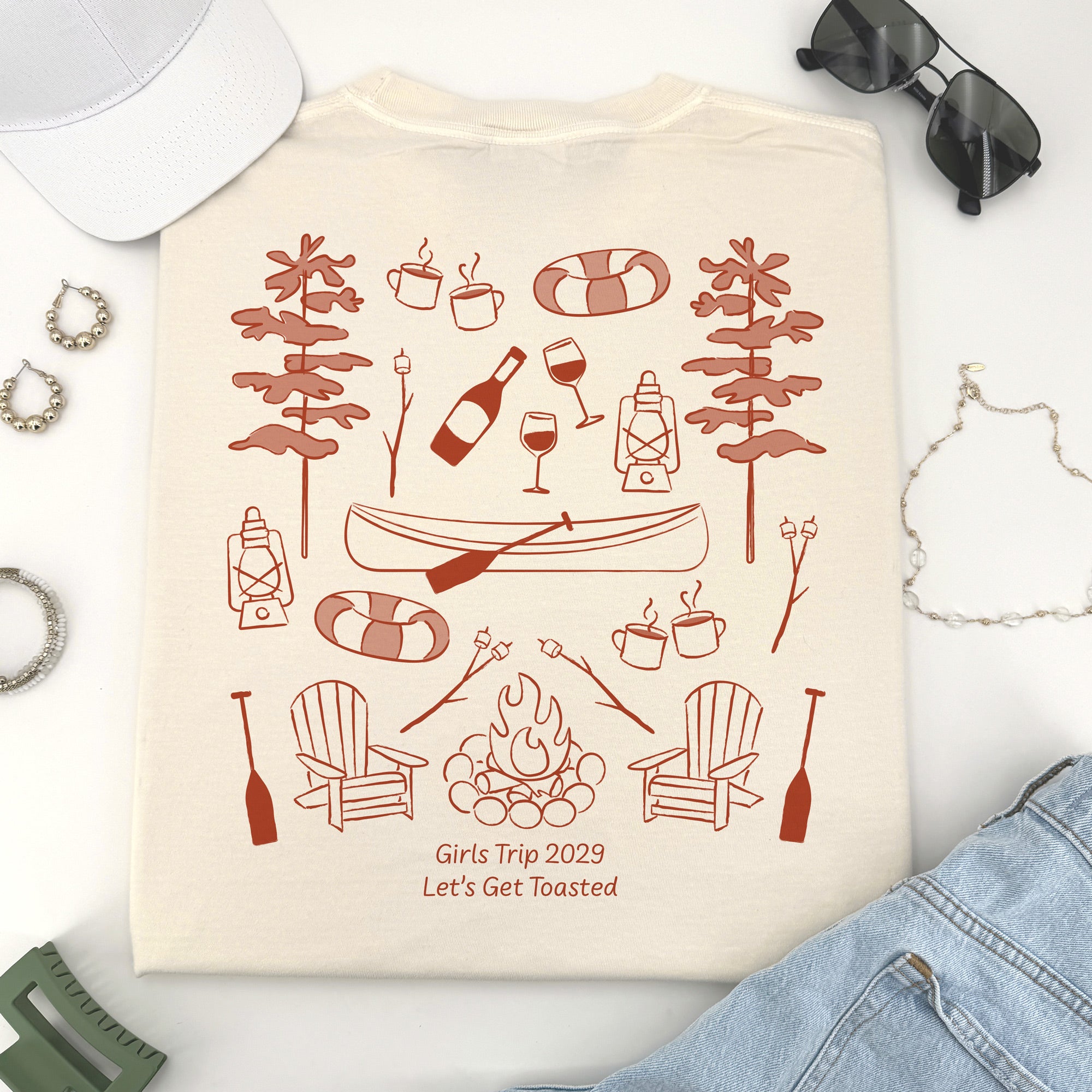 トップス draw drawers Leotard Pile T-shirts SAND Lake Bachelorette Doodle, Girls Trip Tee, Two-Sided Design, T