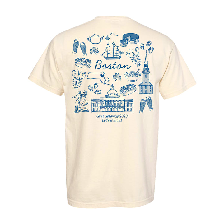 Boston Bachelorette Doodle, Girls Trip Tee, Two-Sided Design, T-Shirt