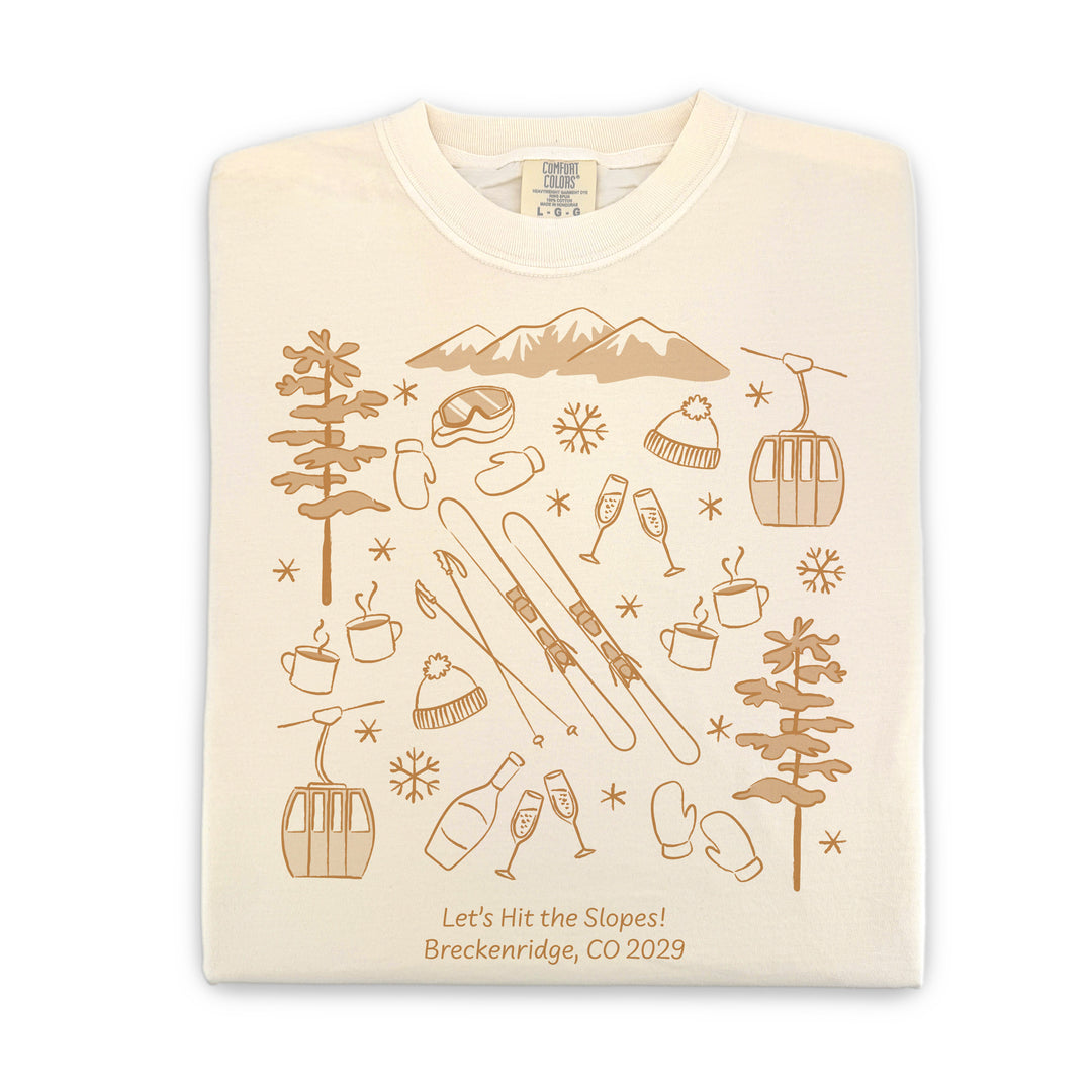 Ski Bachelorette Doodle, Girls Trip, One-Sided Design on Front, T-Shirt