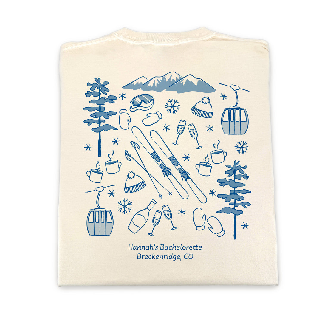 Ski Bachelorette Doodle, Girls Trip, Two-Sided Design, T-Shirt