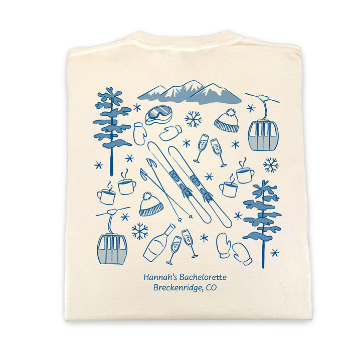 Ski Bachelorette Doodle, Girls Trip, Two-Sided Design, T-Shirt