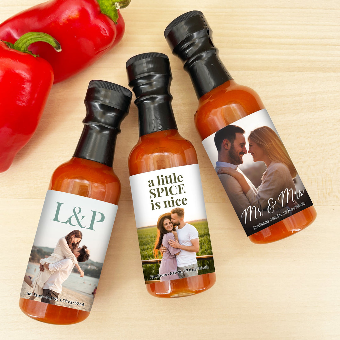 Custom Hot Sauce Favor, Hot Sauce Wedding Favors, Birthday Party Favors for Guests in Bulk, Baby Shower Favor, Hot Sauce Gift, 1.7 oz