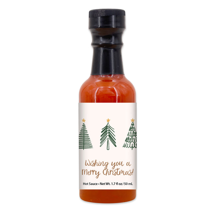 Hot Sauce Favor, Christmas Stocking Stuffers, Mini Hot Sauce Gift, 1.7 oz., Christmas Tree Doodles