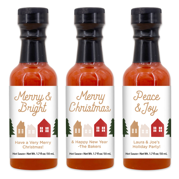 Hot Sauce Favor, Christmas Stocking Stuffers, Mini Hot Sauce Gift, 1.7 oz., Christmas Village