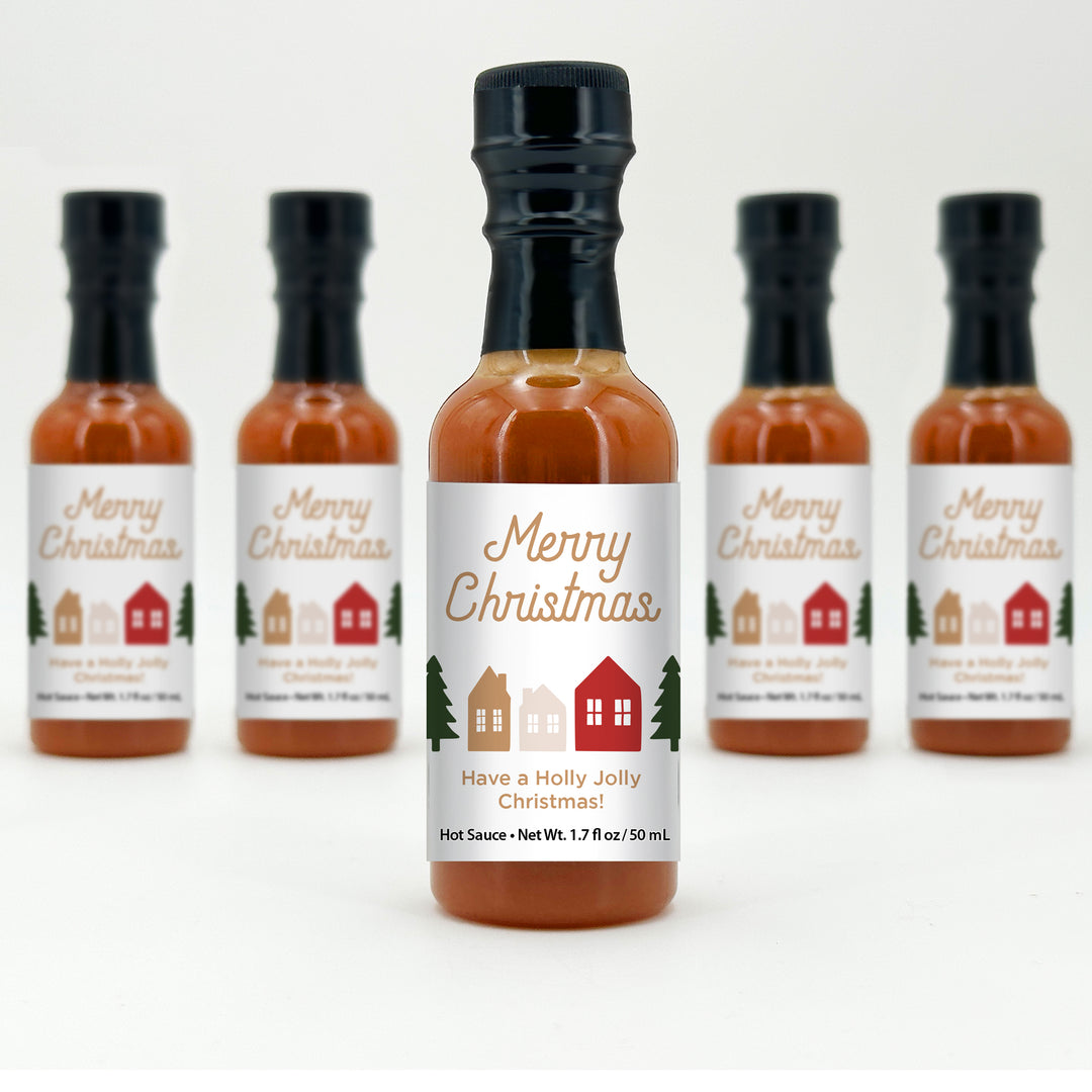 Hot Sauce Favor, Christmas Stocking Stuffers, Mini Hot Sauce Gift, 1.7 oz., Christmas Village