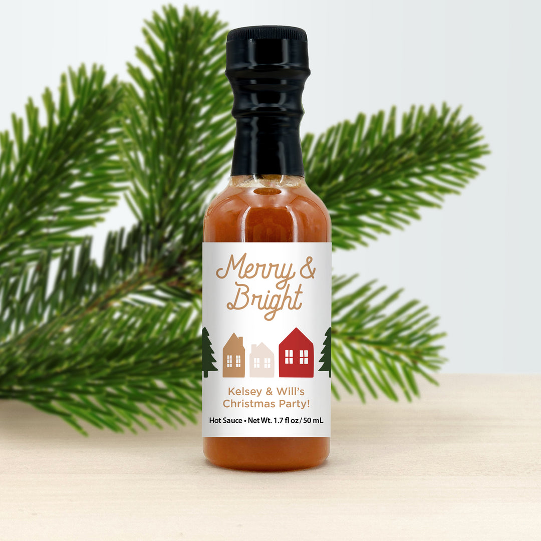 Hot Sauce Favor, Christmas Stocking Stuffers, Mini Hot Sauce Gift, 1.7 oz., Christmas Village