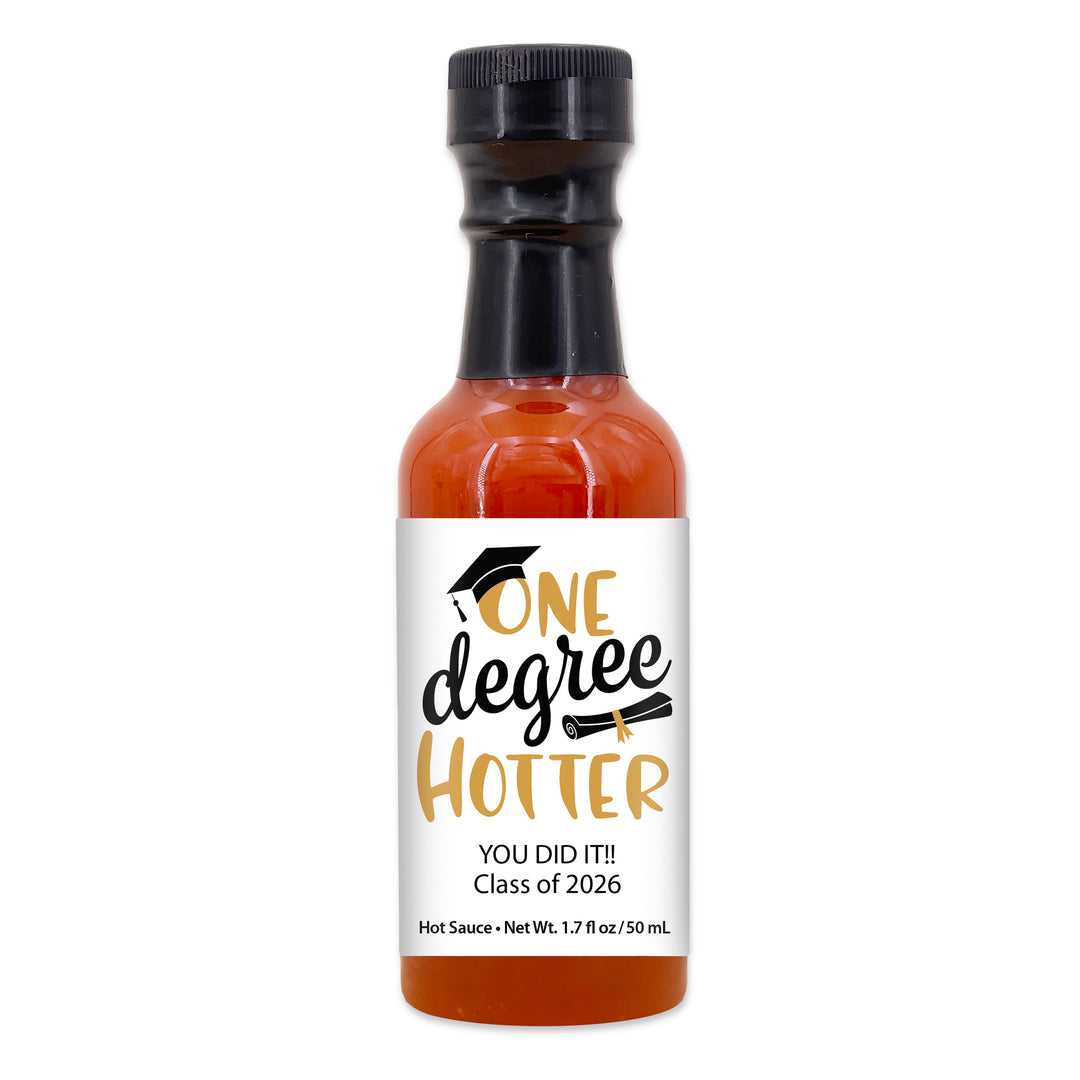 One Degree Hotter, Hot Sauce Graduation Favors, Hot Sauce Gift, Mini Hot Sauce, Custom Hot Sauce, One Hot Graduate