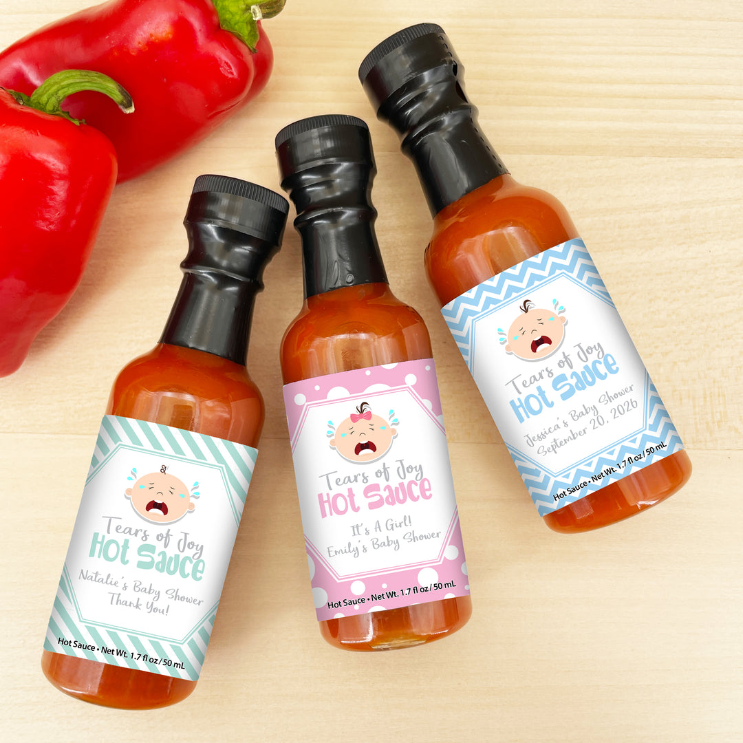 Hot Sauce Baby Shower Favors, Hot Sauce Gift, Mini Hot Sauce, Custom Hot Sauce, Tears of Joy, Cry Baby Hot Sauce