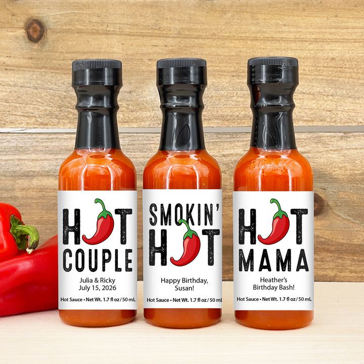 Hot Sauce Birthday Party Favors, Hot Sauce Gift, Wedding Favors, Mini Hot Sauce, Custom Hot Sauce, Smokin Hot, Still Hot, Hot Mama