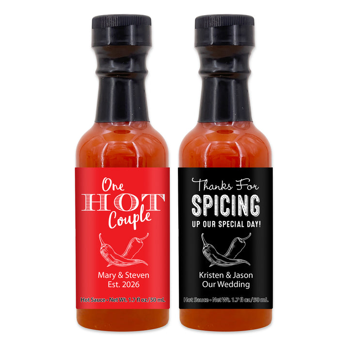 Hot Sauce Favors, Hot Sauce Gift, Wedding Favors, Mini Hot Sauce, Custom Hot Sauce, One Hot Couple