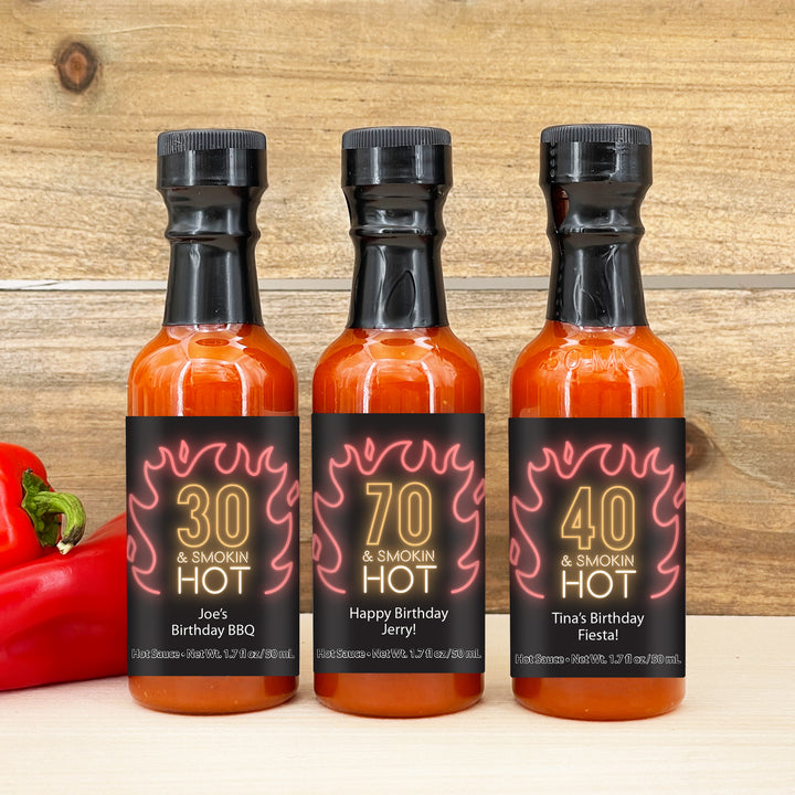 Birthday Party Favors, Hot Sauce Gift, Mini Hot Sauce Favors, Custom Hot Sauce, Smokin Hot - 1.7 oz