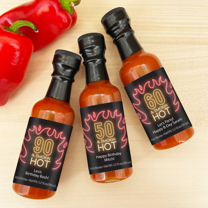 Birthday Party Favors, Hot Sauce Gift, Mini Hot Sauce Favors, Custom Hot Sauce, Smokin Hot - 1.7 oz