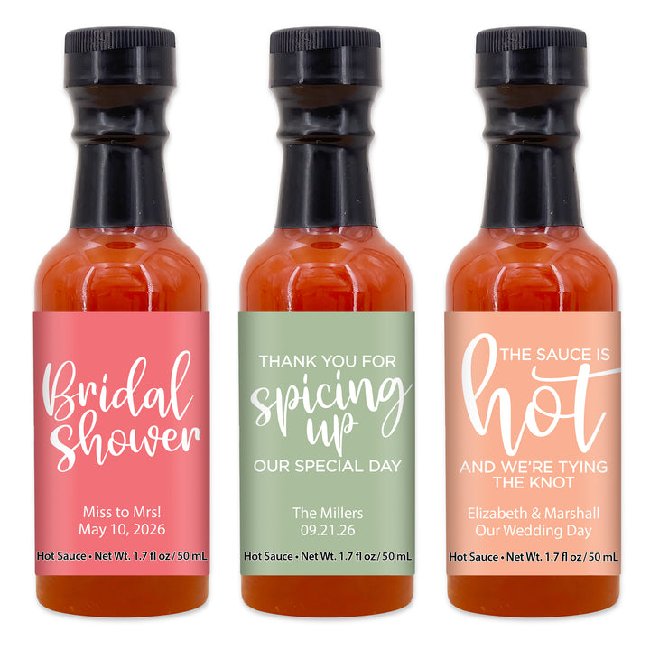 Hot Sauce Wedding Favors, Hot Sauce Gift, Mini Hot Sauce, Custom Hot Sauce, One Hot Couple, Bridal Shower Favors, A Little Spice is Nice