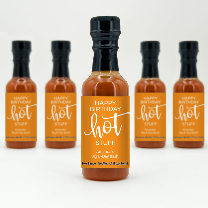 Birthday Party Favor Hot Sauce, Custom Birthday Favors, Happy Birthday Hot Stuff, 1.7 oz bottle