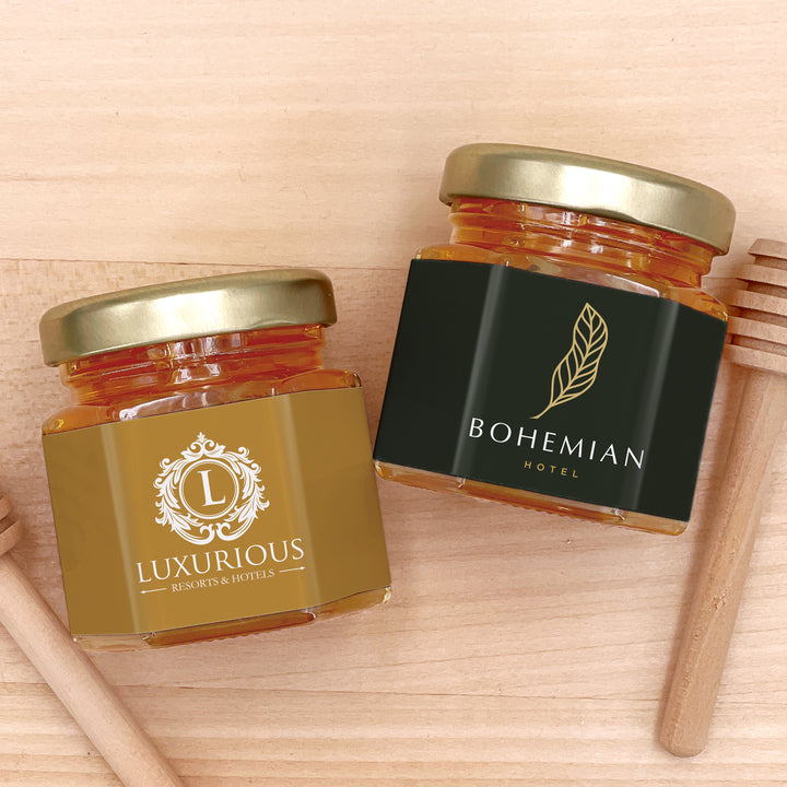 Honey Favors, Promotional Honey, Logo Design, Party Favors for Guests in Bulk,  Honey in Glass Jar Favors, 2 oz honey