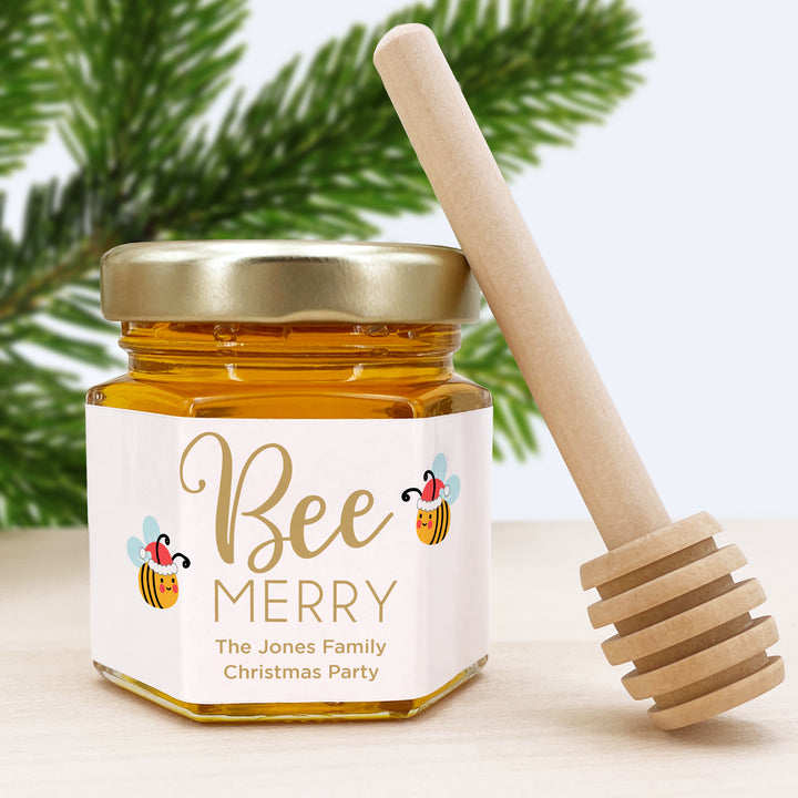 Christmas Honey Jar Favors, Christmas Party Favors, Stocking Stuffer Ideas, Bee Merry