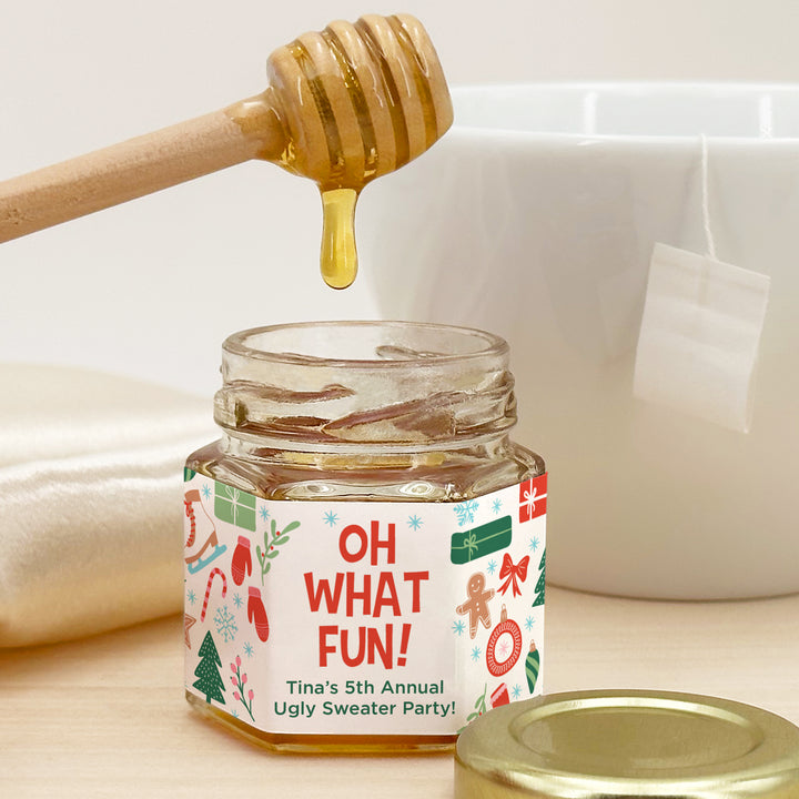 Christmas Honey Jar Favors, Christmas Party Favors, Stocking Stuffer Ideas, Christmas Pattern