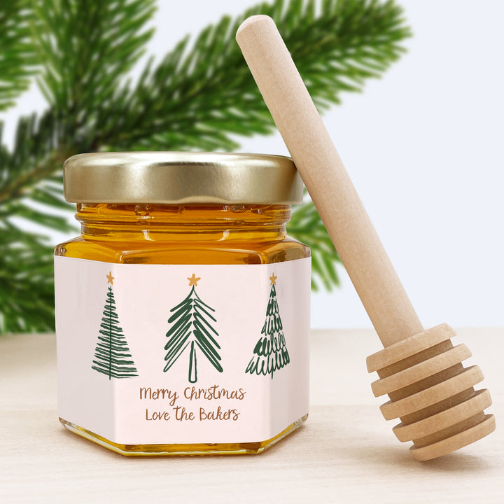 Christmas Honey Jar Favors, Christmas Party Favors, Stocking Stuffer Ideas, Christmas Tree Doodles