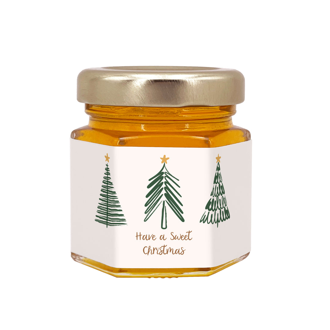 Christmas Honey Jar Favors, Christmas Party Favors, Stocking Stuffer Ideas, Christmas Tree Doodles