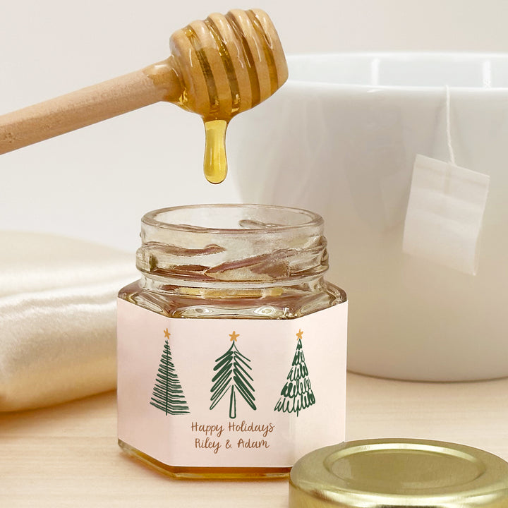 Christmas Honey Jar Favors, Christmas Party Favors, Stocking Stuffer Ideas, Christmas Tree Doodles