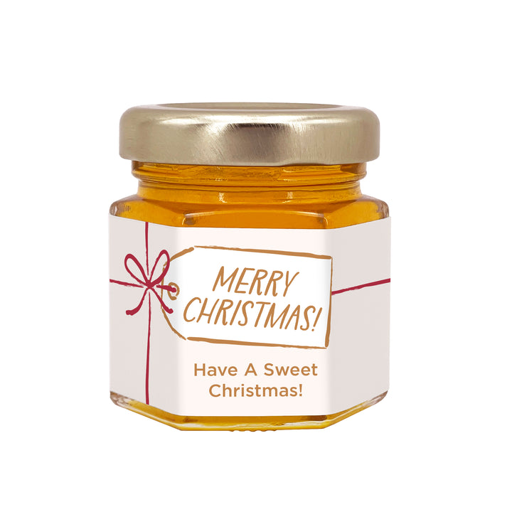 Christmas Honey Jar Favors, Christmas Party Favors, Stocking Stuffer Ideas, Ribbon Bow Gift Tag