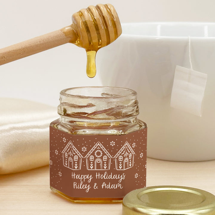 Christmas Honey Jar Favors, Christmas Party Favors, Stocking Stuffer Ideas, Gingerbread Houses