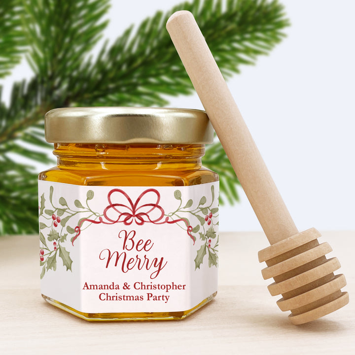 Bee Merry, Mistletoe & Bows Honey Jar