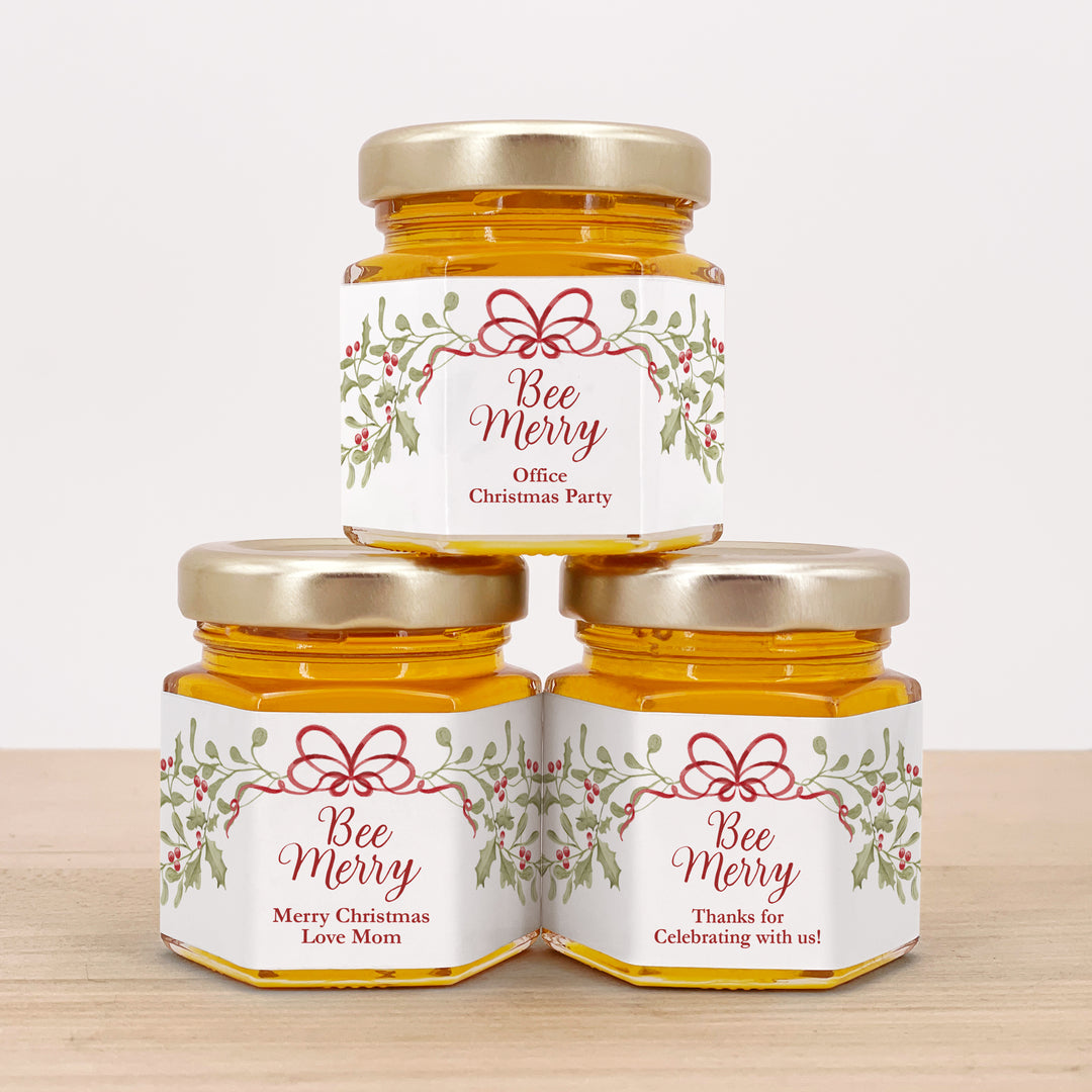 Bee Merry, Mistletoe & Bows Honey Jar
