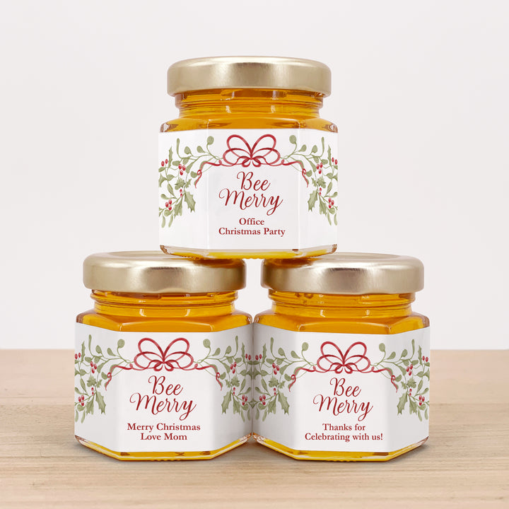 Bee Merry, Mistletoe & Bows Honey Jar