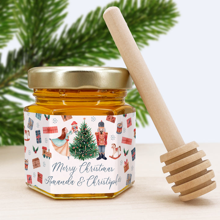 Christmas Honey Jar Favors, Christmas Party Favors, Stocking Stuffer Ideas, Nutcracker