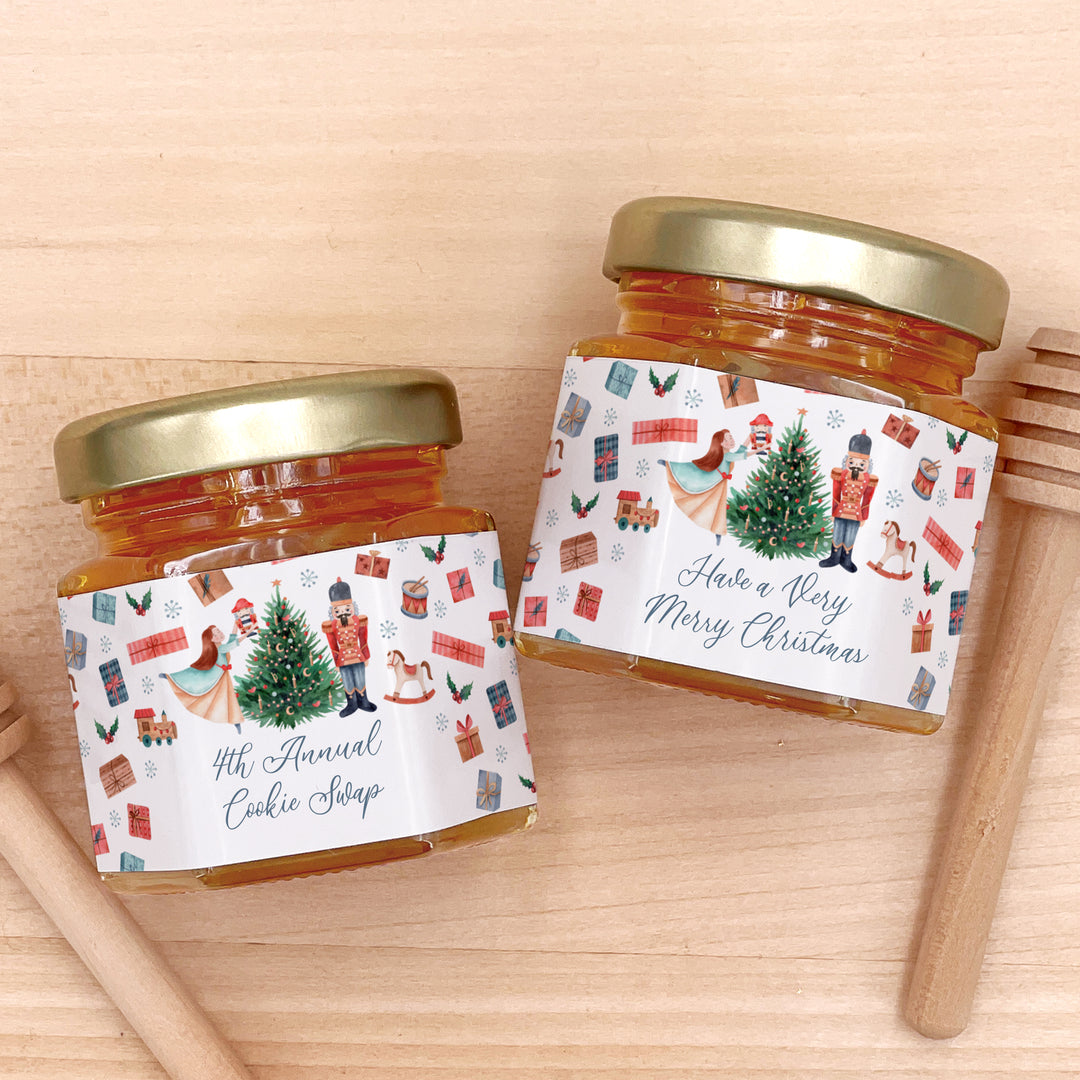 Christmas Honey Jar Favors, Christmas Party Favors, Stocking Stuffer Ideas, Nutcracker