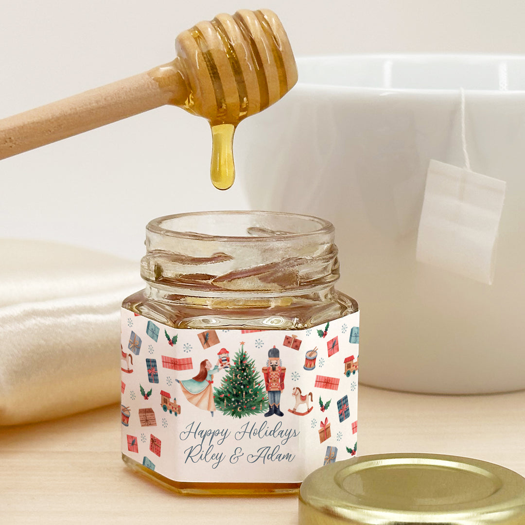 Christmas Honey Jar Favors, Christmas Party Favors, Stocking Stuffer Ideas, Nutcracker