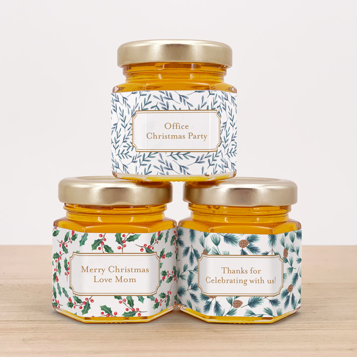 Christmas Honey Jar Favors, Christmas Party Favors, Stocking Stuffer Ideas, Winter Patterns