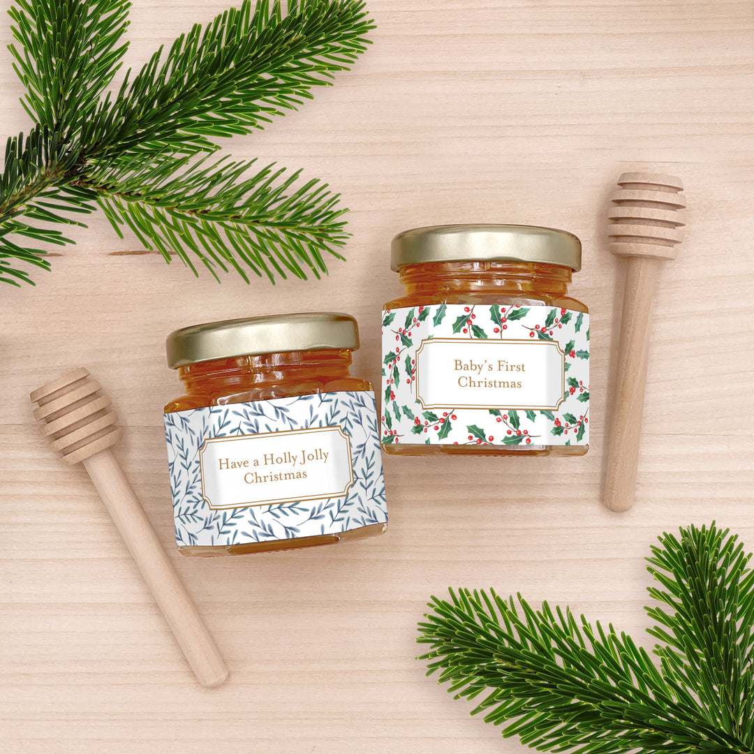 Christmas Honey Jar Favors, Christmas Party Favors, Stocking Stuffer Ideas, Winter Patterns