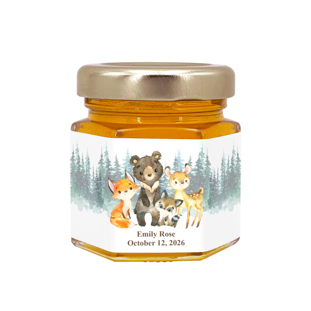 Honey Baby Shower Favors, Mini Honey Jar Favors, Woodland Animals