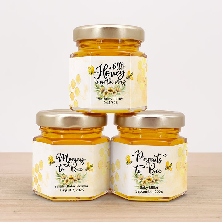 Honey Baby Shower Favors, Mini Honey Jar Favors, Bee Themed Baby Shower
