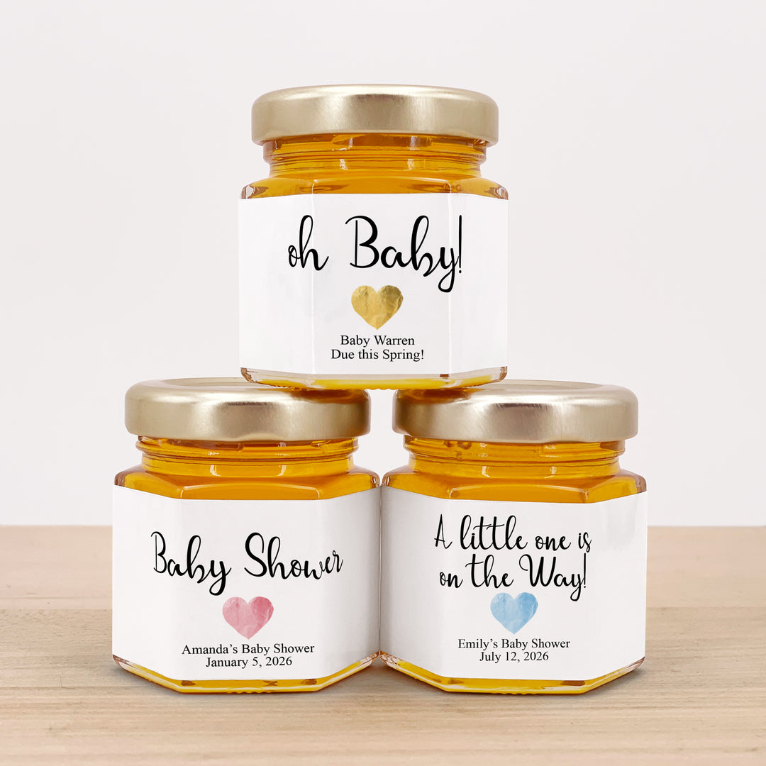 Honey Baby Shower Favors, Mini Honey Jar Favors, Classic Heart