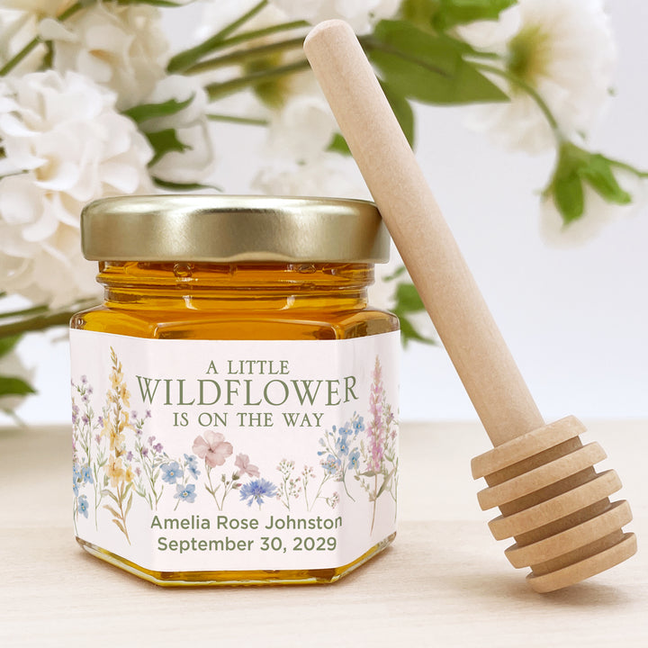 A Little Wildflower is on the Way, Baby Shower Honey Jars