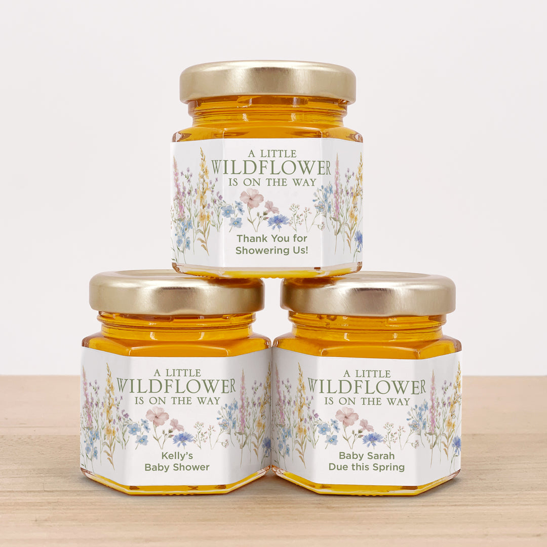 A Little Wildflower is on the Way, Baby Shower Honey Jars