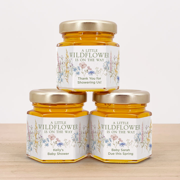 A Little Wildflower is on the Way, Baby Shower Honey Jars