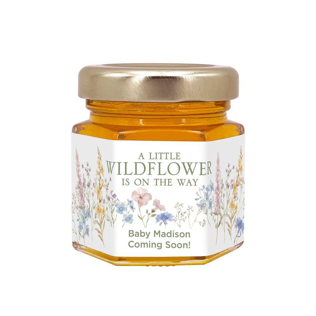 A Little Wildflower is on the Way, Baby Shower Honey Jars