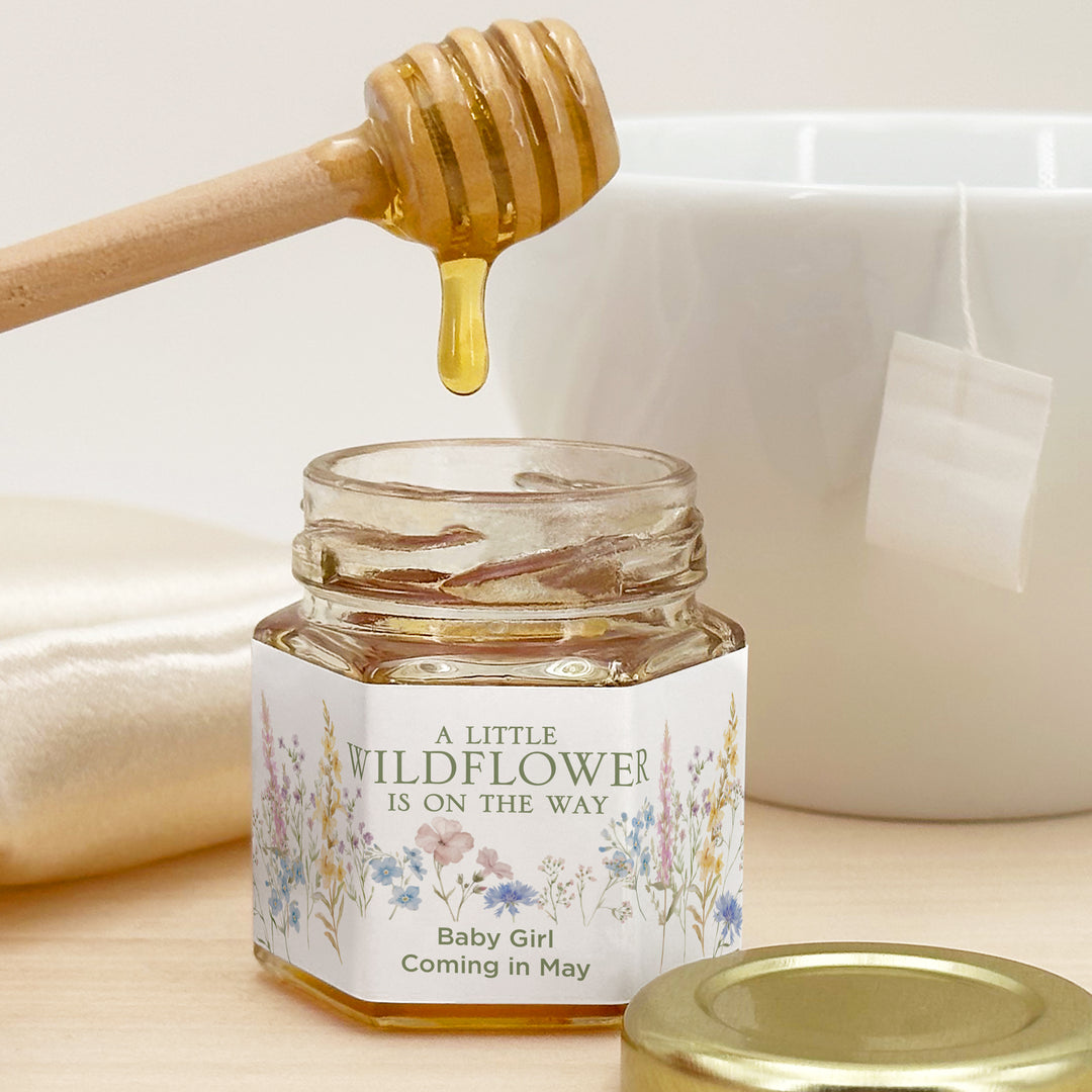 A Little Wildflower is on the Way, Baby Shower Honey Jars