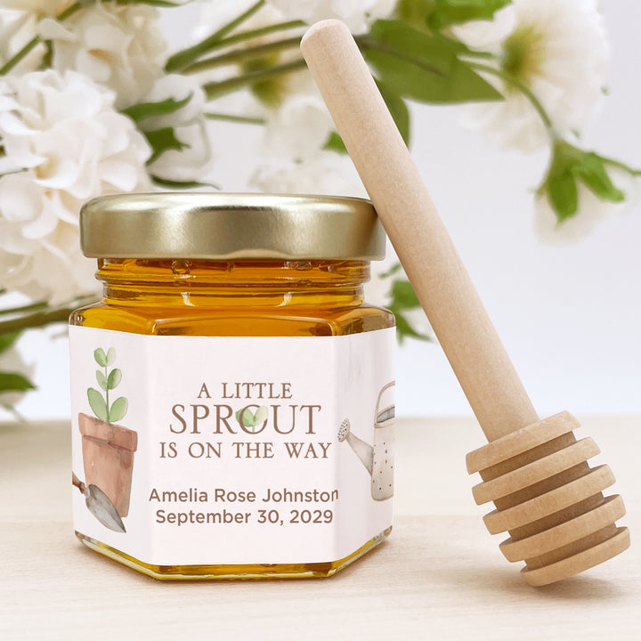 A Little Sprout is on the Way, Baby Shower Honey Jars