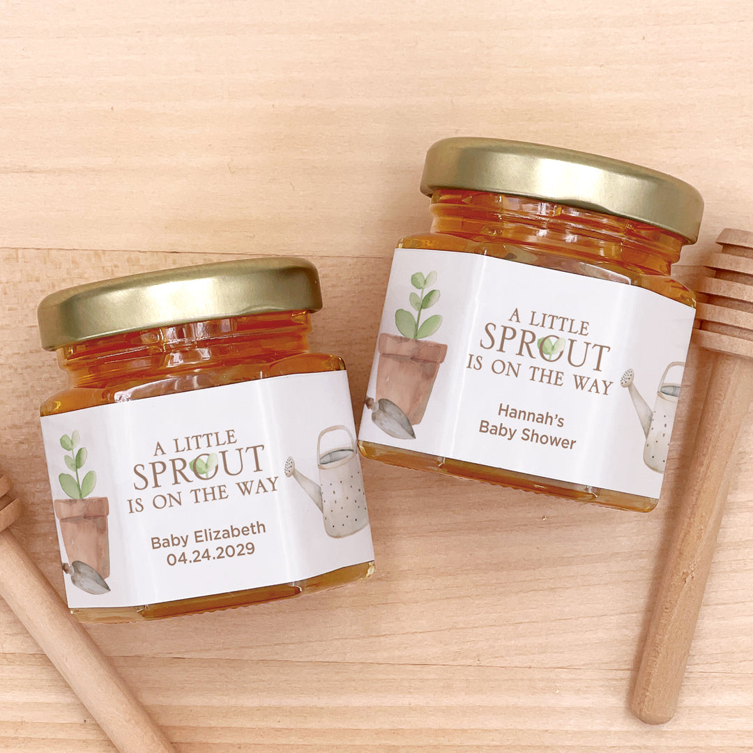 A Little Sprout is on the Way, Baby Shower Honey Jars