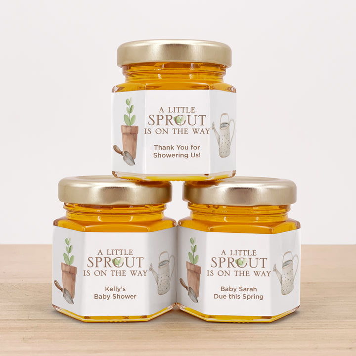 A Little Sprout is on the Way, Baby Shower Honey Jars