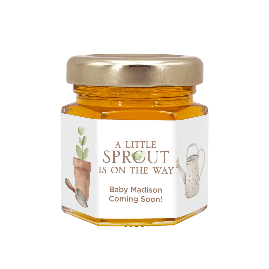 A Little Sprout is on the Way, Baby Shower Honey Jars