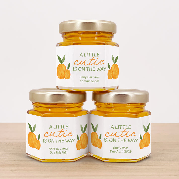 A Little Cutie is on the Way, Baby Shower Honey Jars