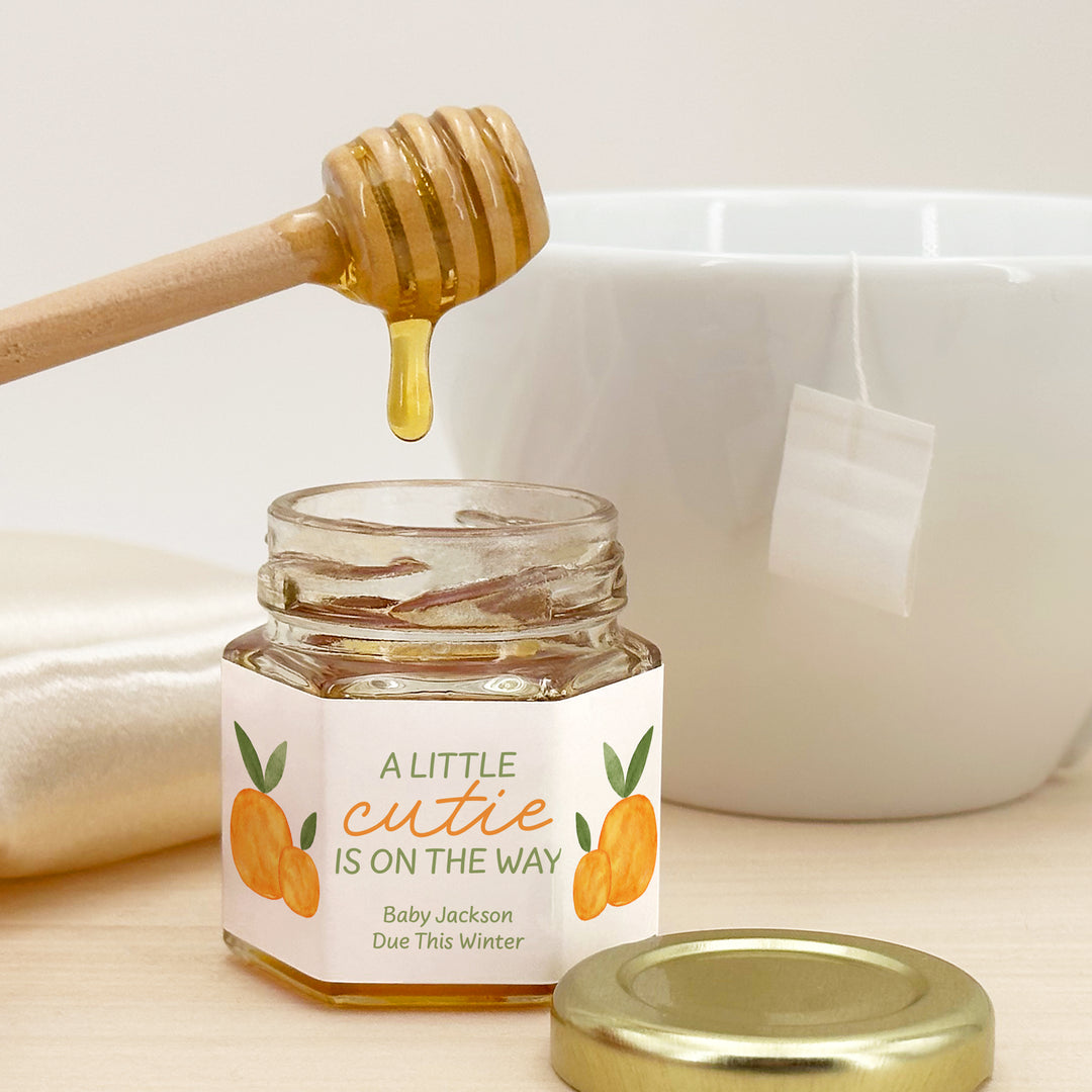A Little Cutie is on the Way, Baby Shower Honey Jars
