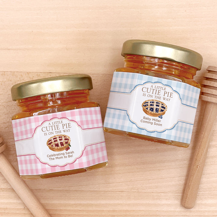 A Little Cutie Pie is on the Way, Baby Shower Honey Jars