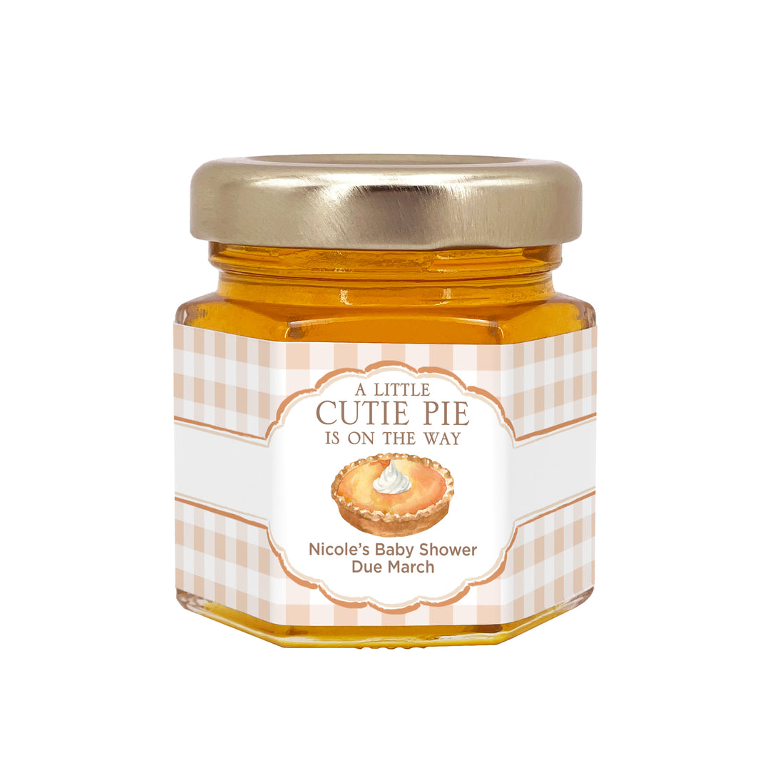 A Little Cutie Pie is on the Way, Baby Shower Honey Jars